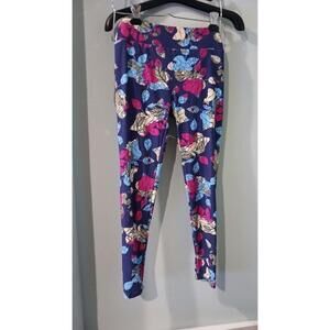 Lularoe Leggings One Size Blue, Purple Floral Design #mb